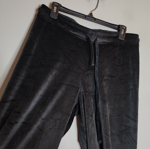 Juicy Couture Bling Stud Black Velvet Velour Pull On Pants Large Lounge Pajama - Picture 10 of 14